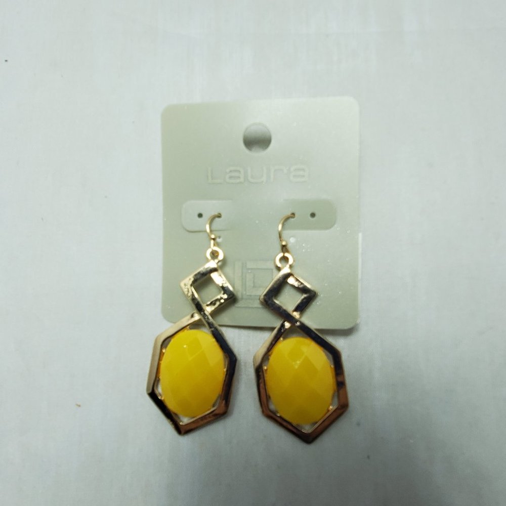2 for $21 Laura Canada gold with yellow crystal drop earring